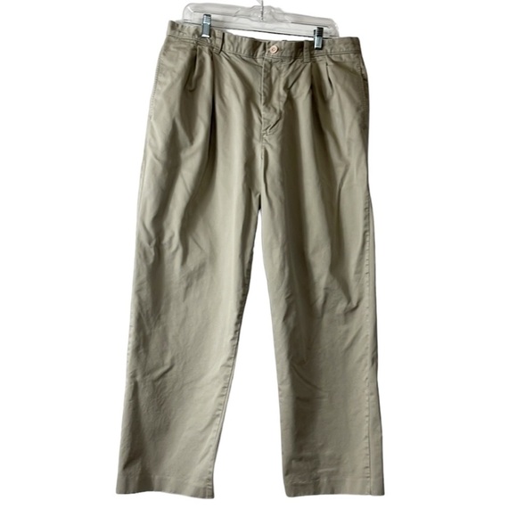 J. Crew Essential Chino Pants Men's 36 Cream Beige Zip Pleated Cotton Inseam 28" - Picture 1 of 13